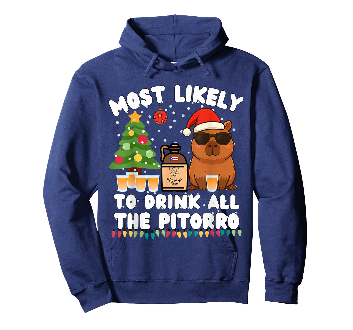 Capybara Most Likely to Drink All The Pitorro Funny Xmas T-Shirt