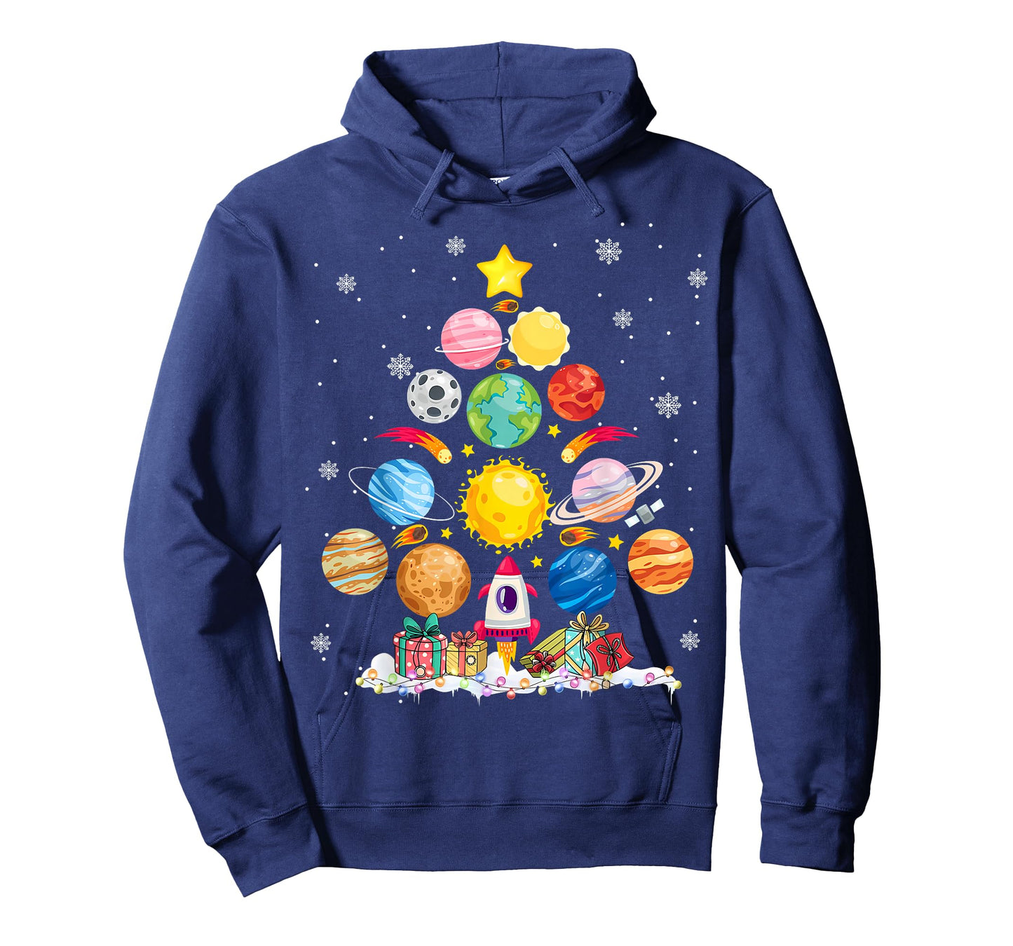 Funny Solar System Space Planets Tree Christmas Pajama Xmas T-Shirt