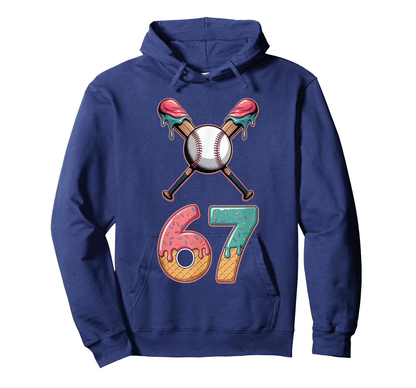 Number 67 Player 67th Birthday Baseball Drip Ice Cream 67 T-Shirt