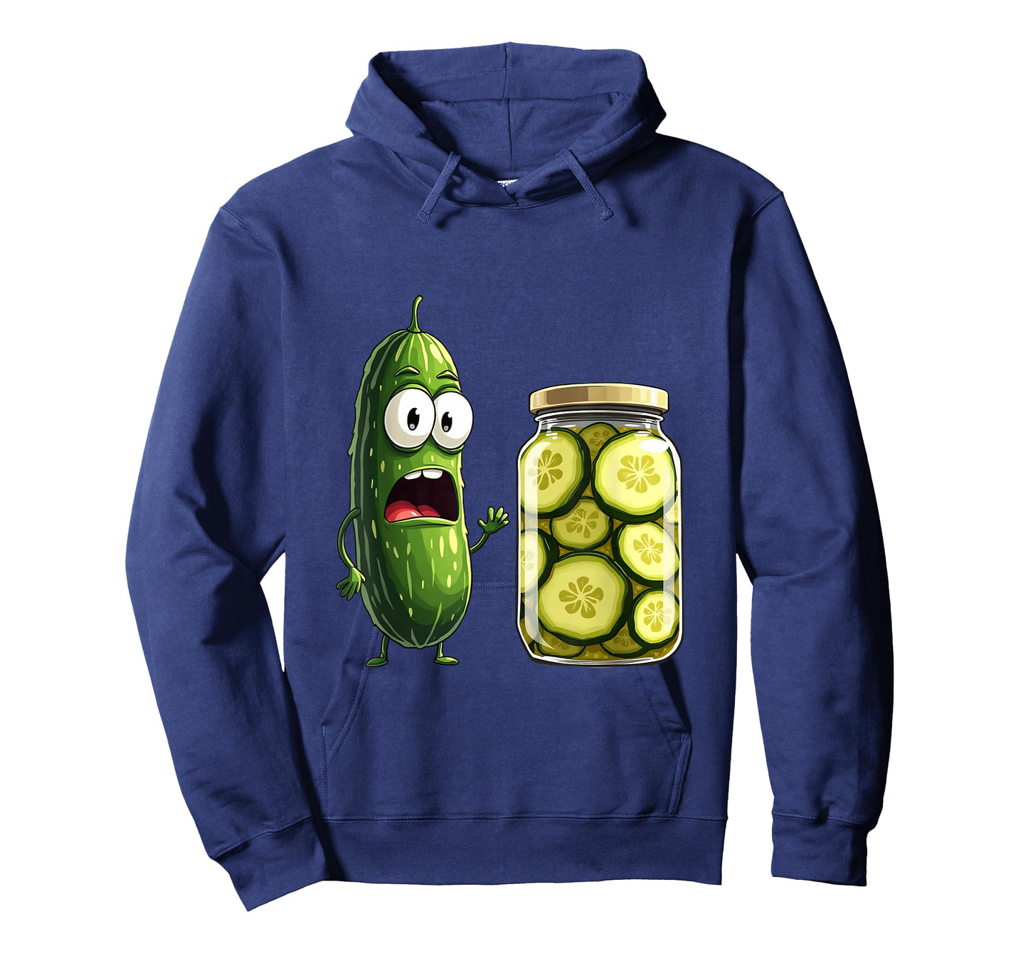Surprised Pickle and Jar of Pickles Cartoon T-Shirt