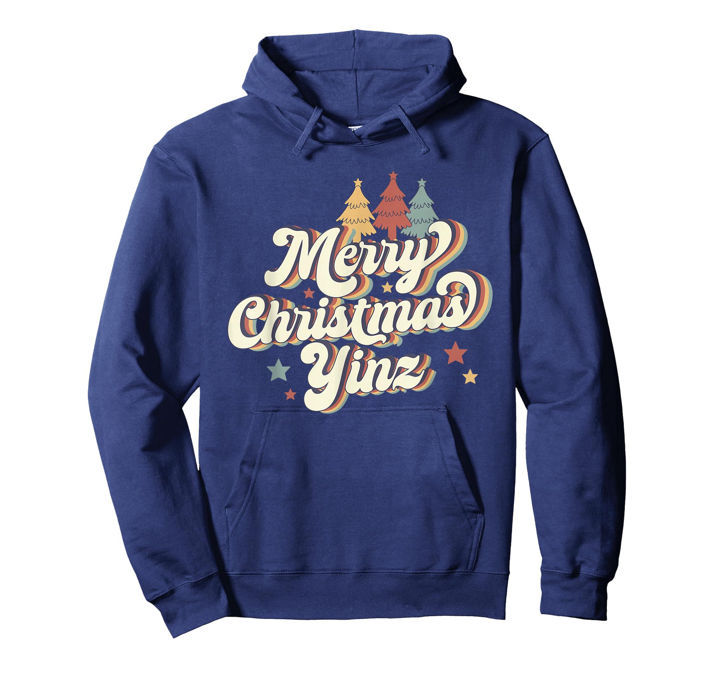 Merry Christmas Yinz Retro Pittsburgh Groovy Trees T-Shirt