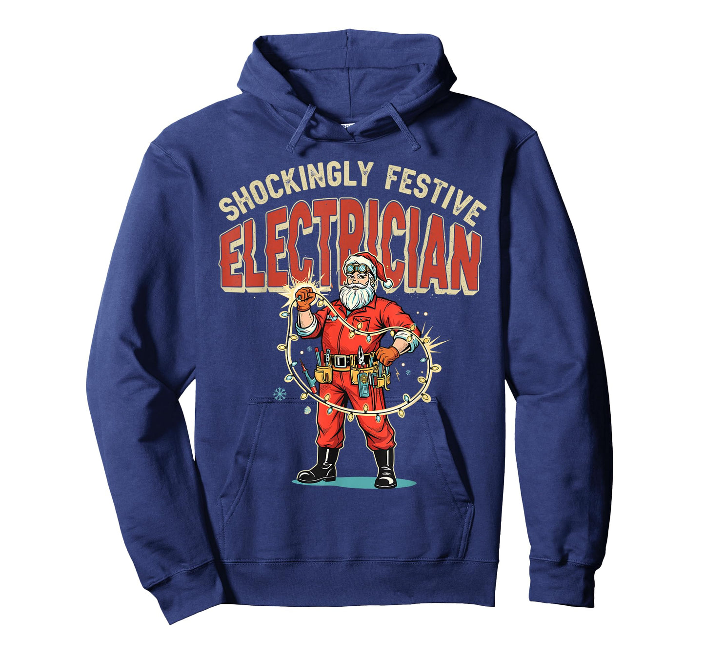 Funny Shockingly Festive Electrician Vintage Christmas Santa T-Shirt