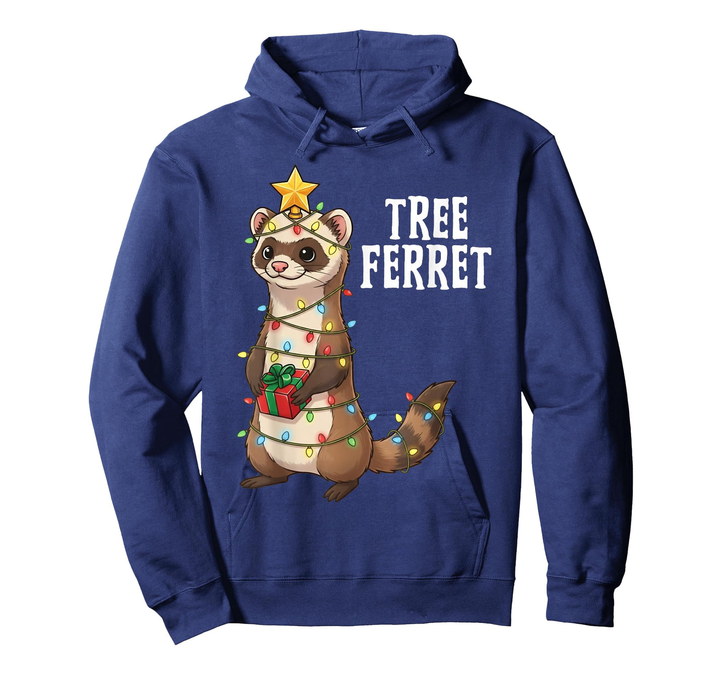 Cute Tree Ferret Christmas Lights Holiday Design T-Shirt