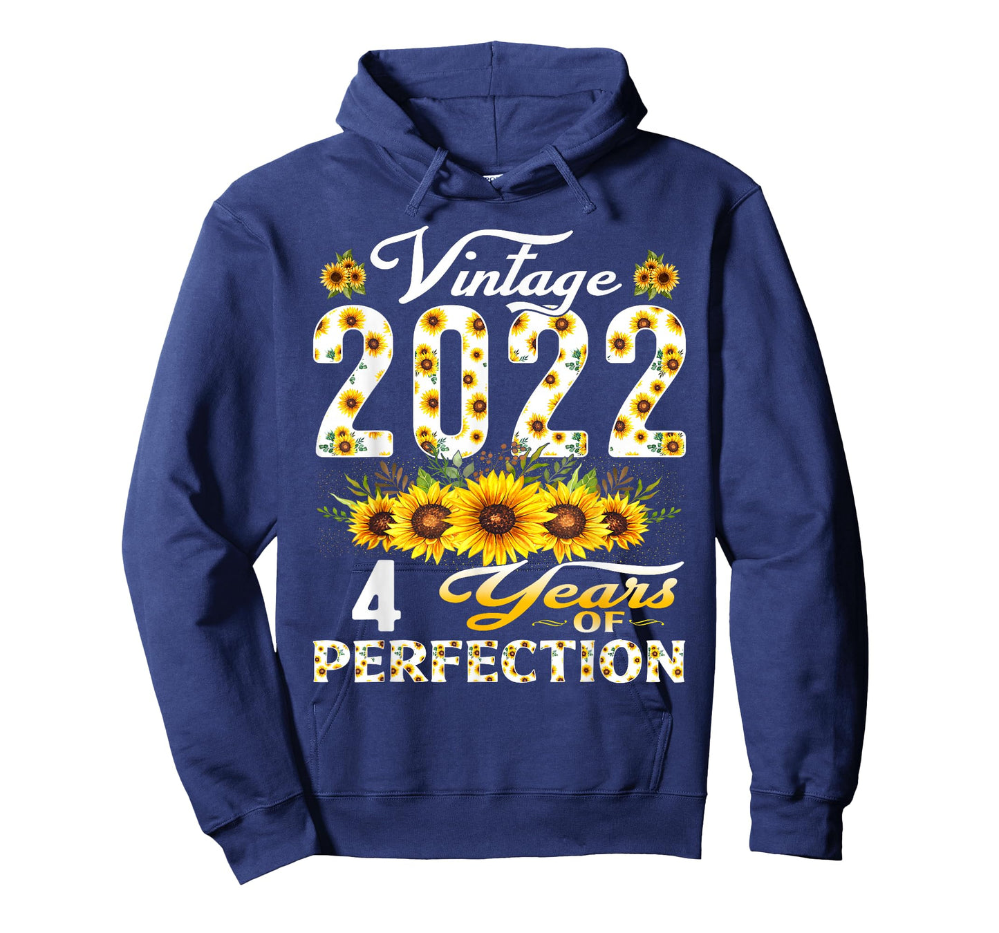 4 Year Old Vintage 2022 Sunflower 4th Birthday Girl T-Shirt