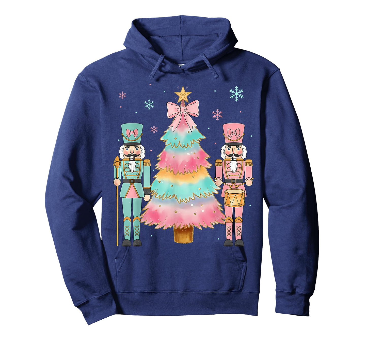 Pastel Nutcracker Soldier Pink Bow Christmas Tree Women Girl T-Shirt
