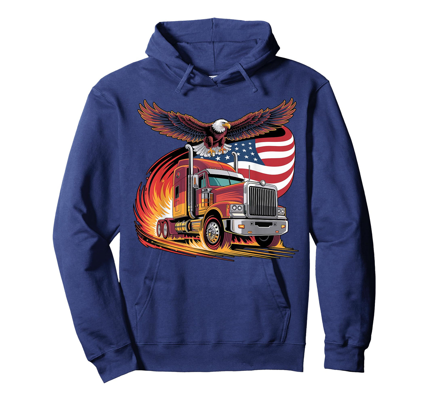 Trucker Patriotic American Flag Semi Truck Driver Eagle T-Shirt