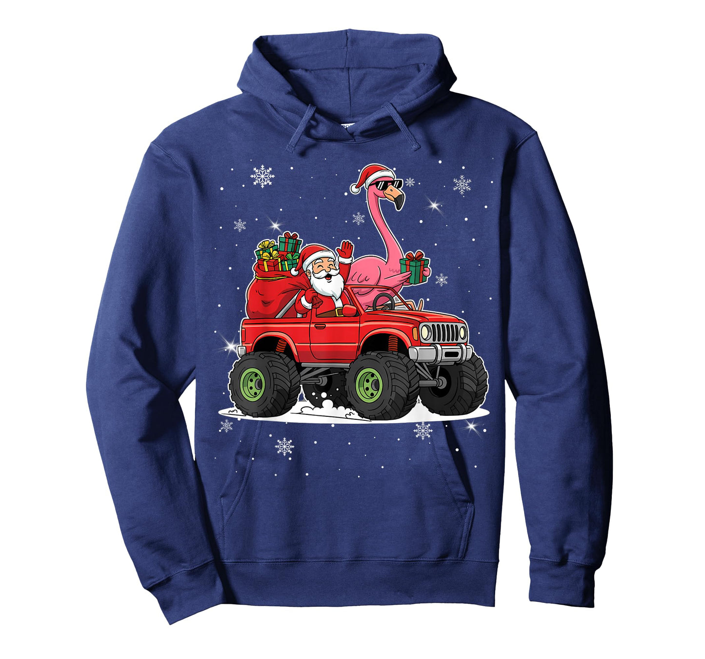 Xmas Santa Truck Flamingo Family Matching Men Women Kids T-Shirt