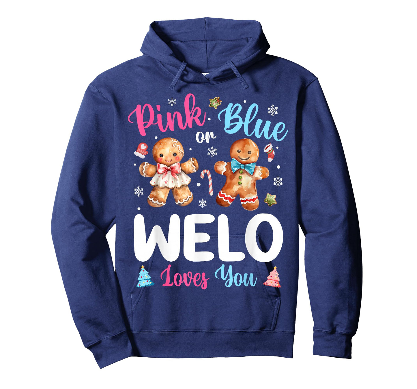 Pink or Blue Welo Loves You Gender Reveal Christmas T-Shirt