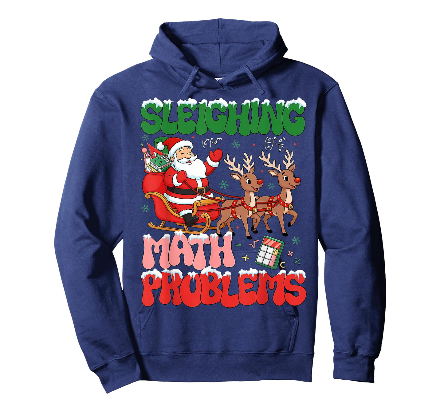 Retro Sleighing Math Problems Santa Math Teacher Christmas T-Shirt