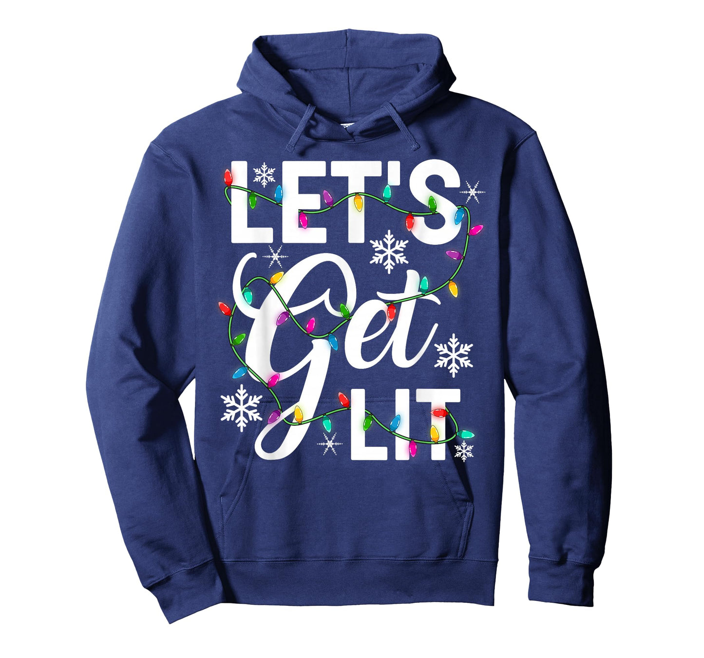 Women Let's Get Lit Xmas Lights Funny Christmas PJs Men Mom T-Shirt