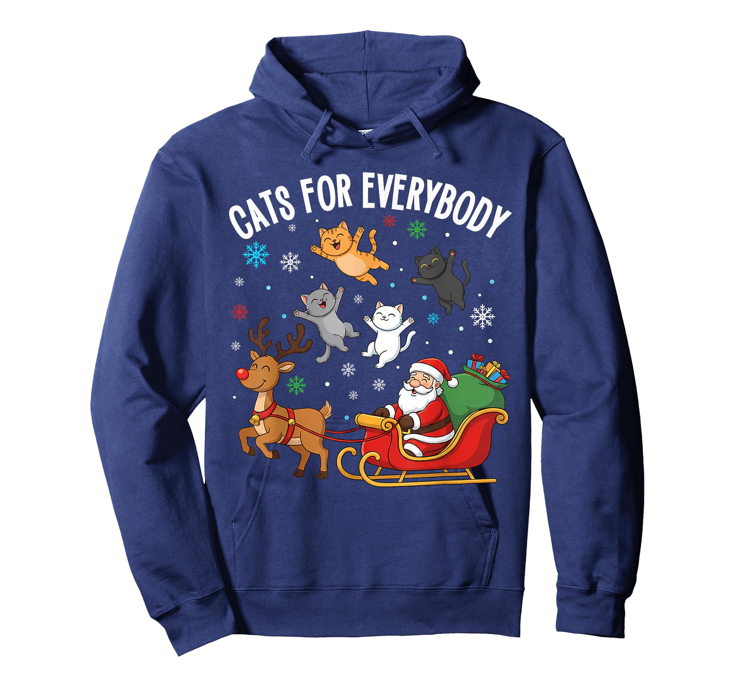 Cats for Everybody Christmas Cats Funny Santa Sleigh Xmas T-Shirt