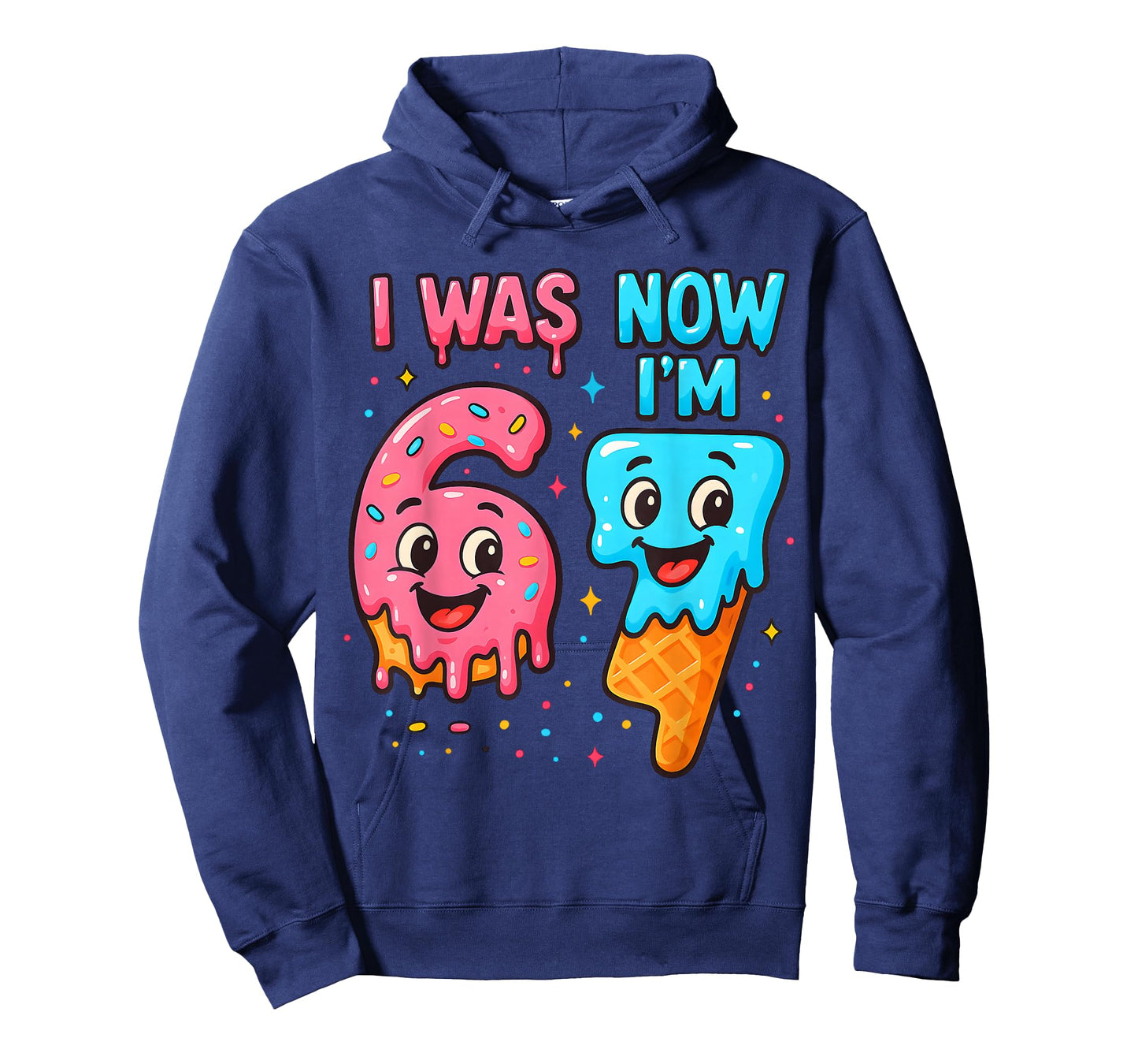 I was 6 Now I'm 7 Years Old Birthday 67 Ice Cream Drip Kids T-Shirt
