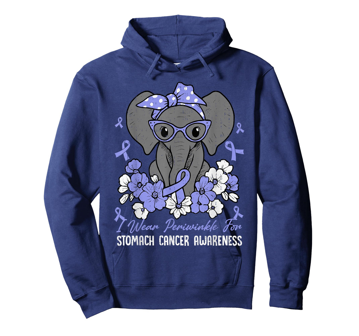 Stomach Cancer Awareness Elephant Ribbon Periwinkle Blue T-Shirt
