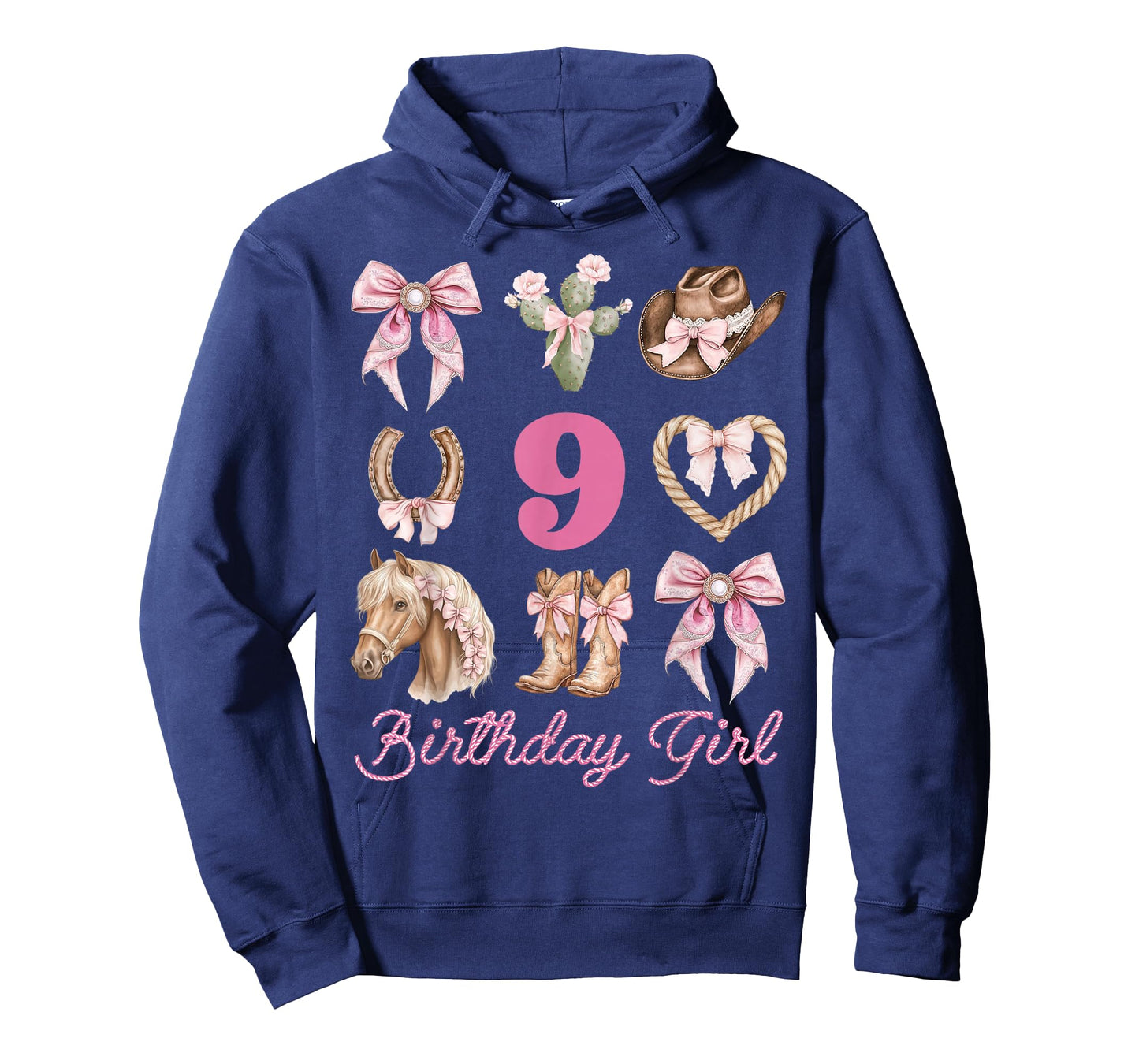 Western Coquette Bow 9th Birthday Girl Cowgirl 9 Year Old T-Shirt