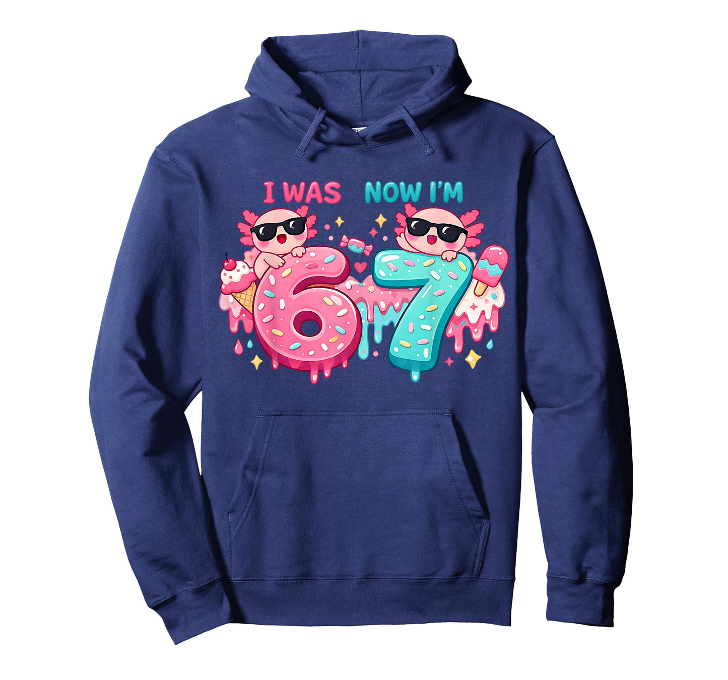 I was 6 Now I'm 7 Birthday 67 Meme Axolotl Kids Boys Girls T-Shirt