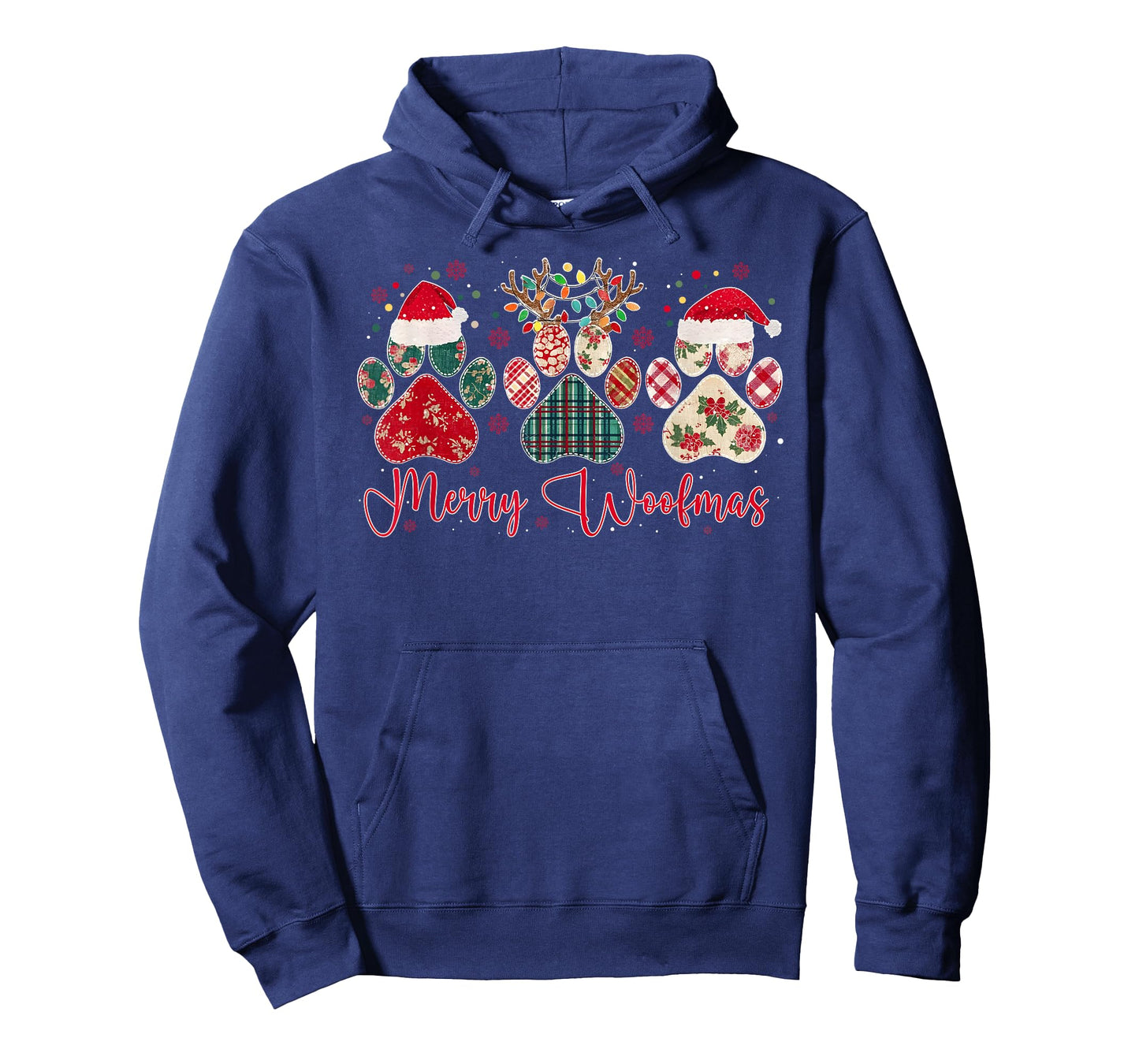 Merry Woofmas Christmas Dog Paws Buffalo Plaid Xmas Lights T-Shirt