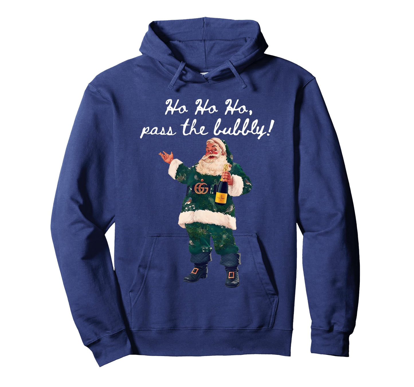 Ho Ho Ho Pass The Bubbly Christmas Santa Drinking Champagne T-Shirt