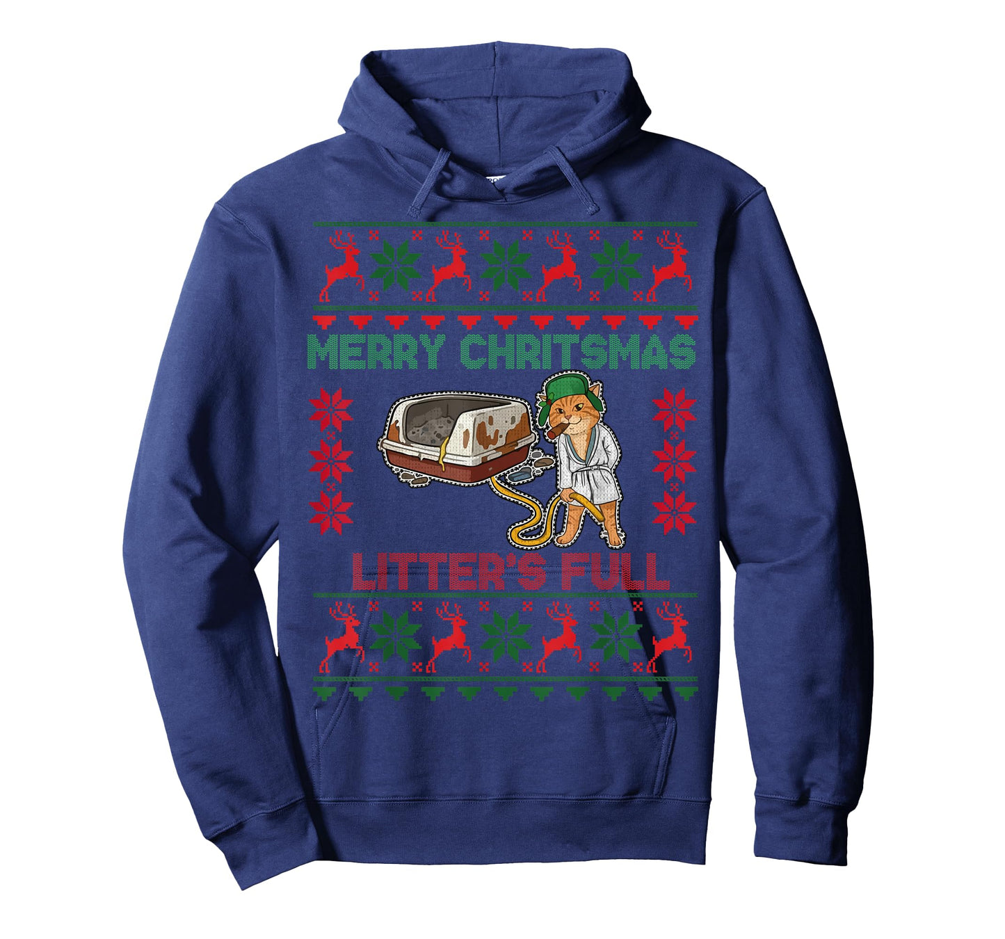 Litter's Full Merry Christmas Funny Cat Lover Ugly Christmas T-Shirt
