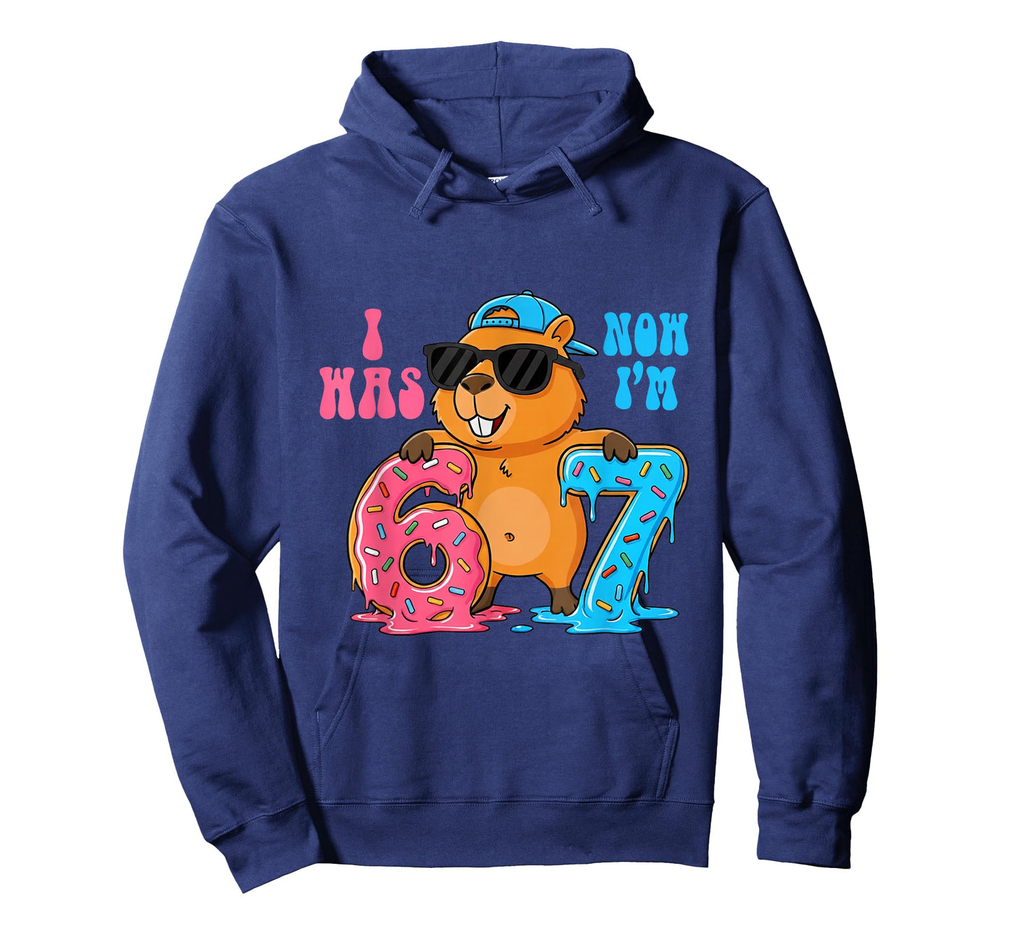 I was Six Now I'm Seven 6 7 Capybara 67 Meme 7th Birthday T-Shirt