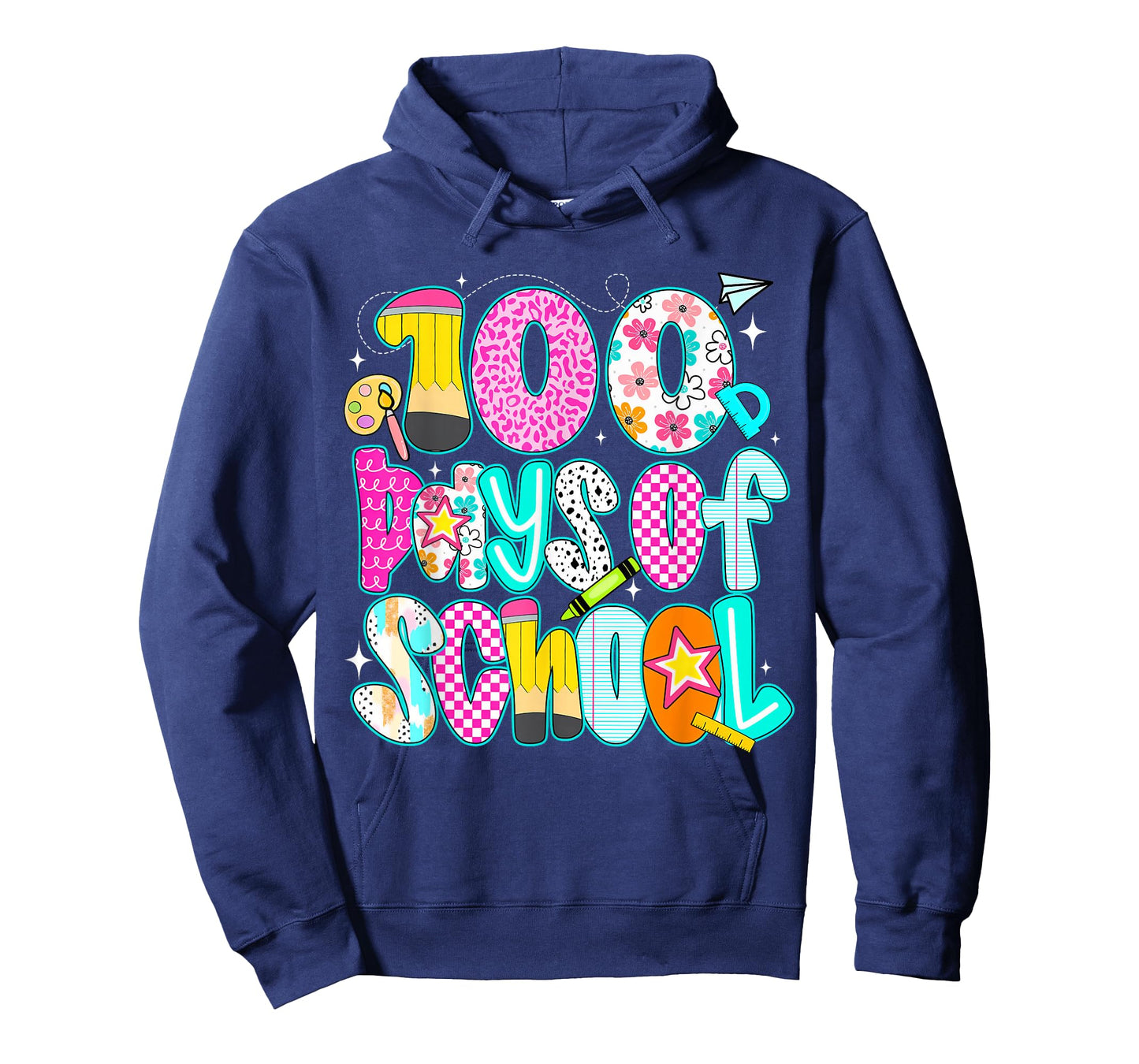 Preppy Floral Pencil 100 Days of School Teacher Student T-Shirt