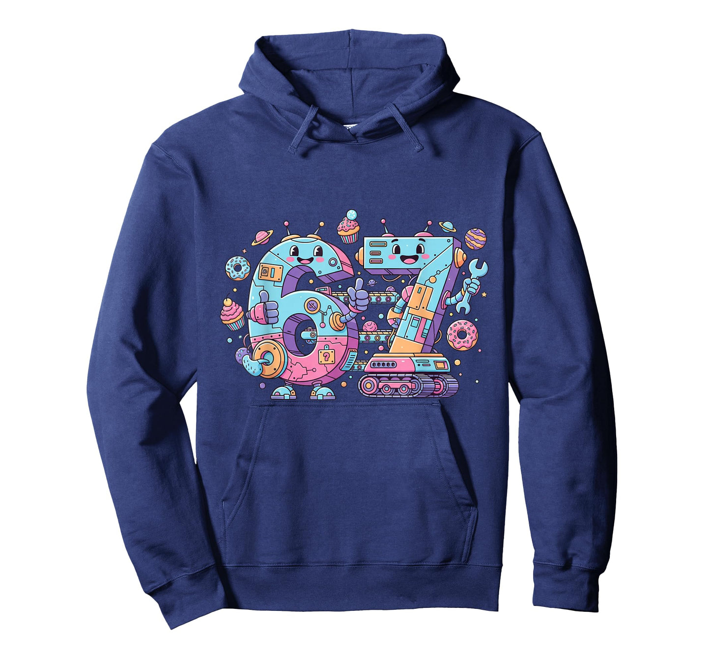 Funny Six Seven Cute Vintage & Retro Robot Art Number 67 Tee T-Shirt