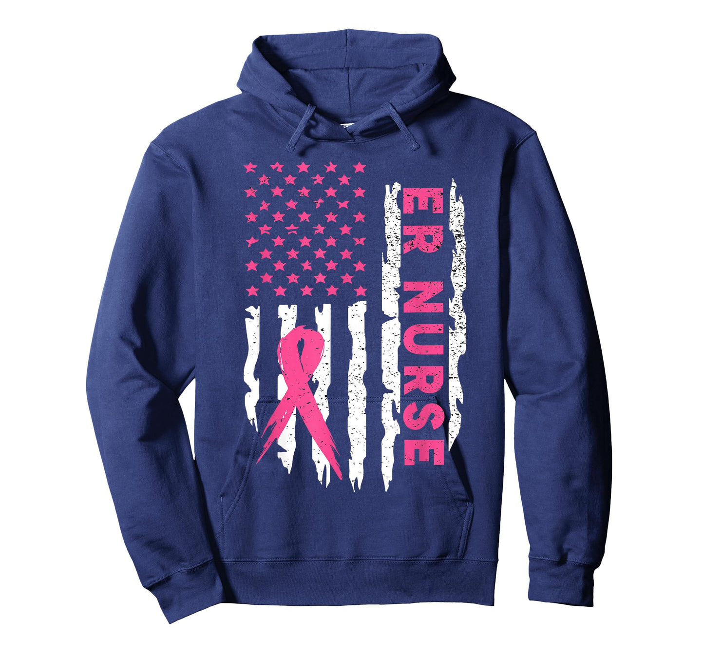 Er Nurse American Flag Nurse Breast Cancer Awareness T-Shirt