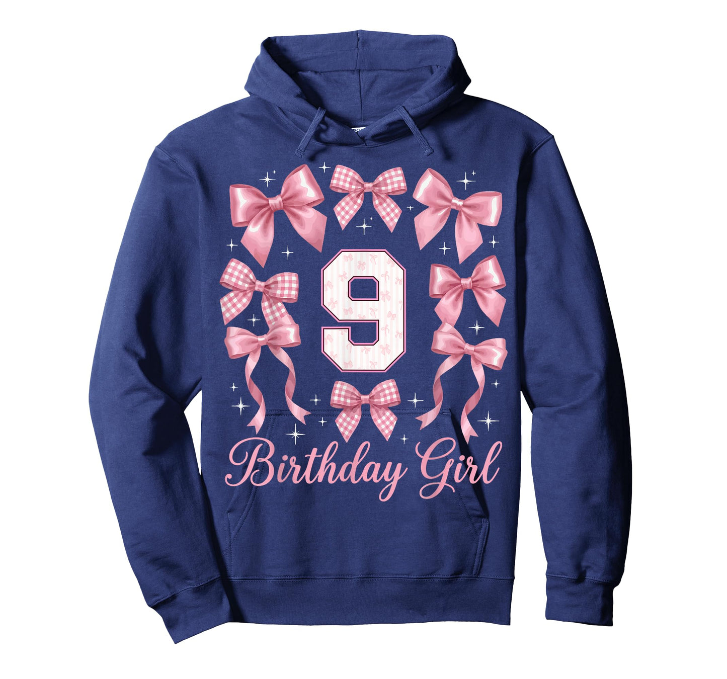 9th Birthday Shirt for Girls Coquette Bow Nine 9 Year Old T-Shirt