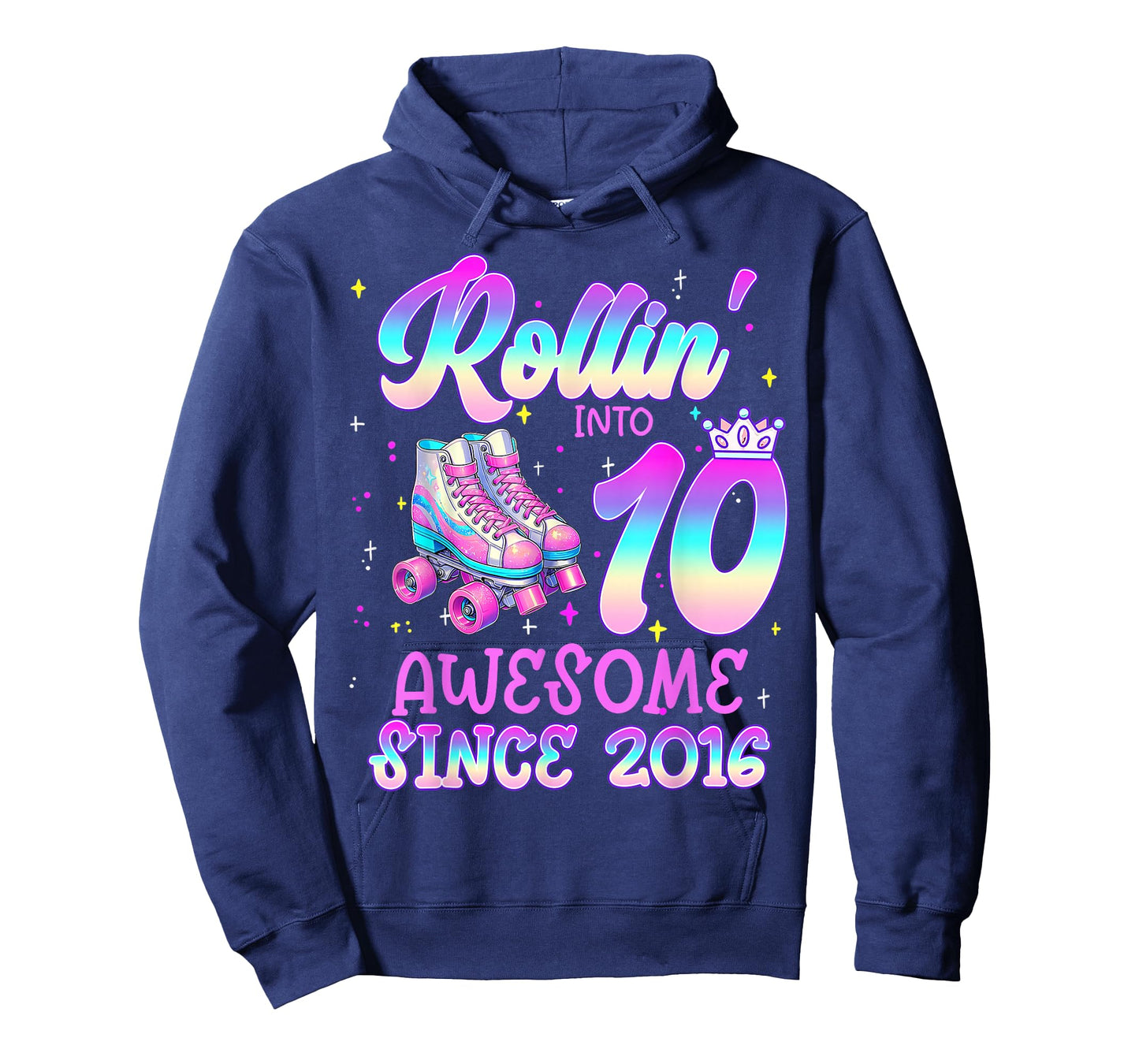 Rolling Into 10 Year Old 10th Birthday Girl Roller Skating T-Shirt