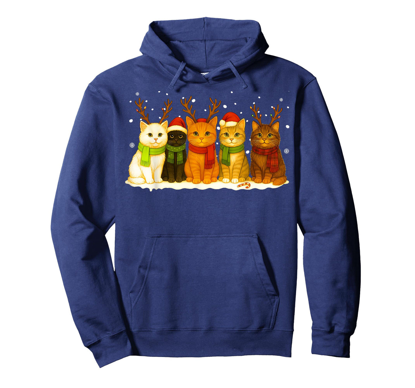 Cat Christmas Lights Reindeer Santa Christmas Cat Lover T-Shirt