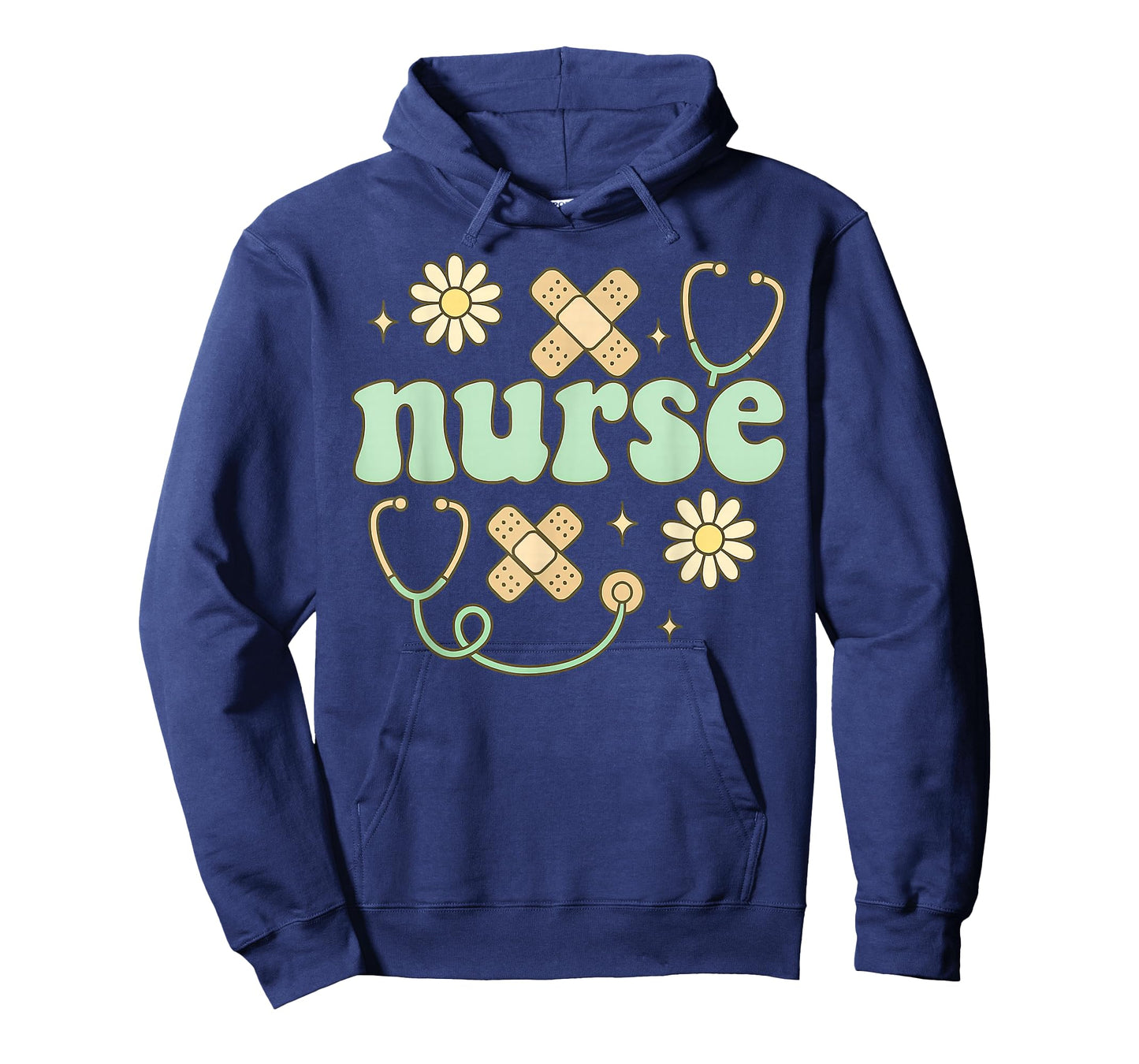 Retro Nurse Daisy Bandage Stethoscope Medical Art T-Shirt