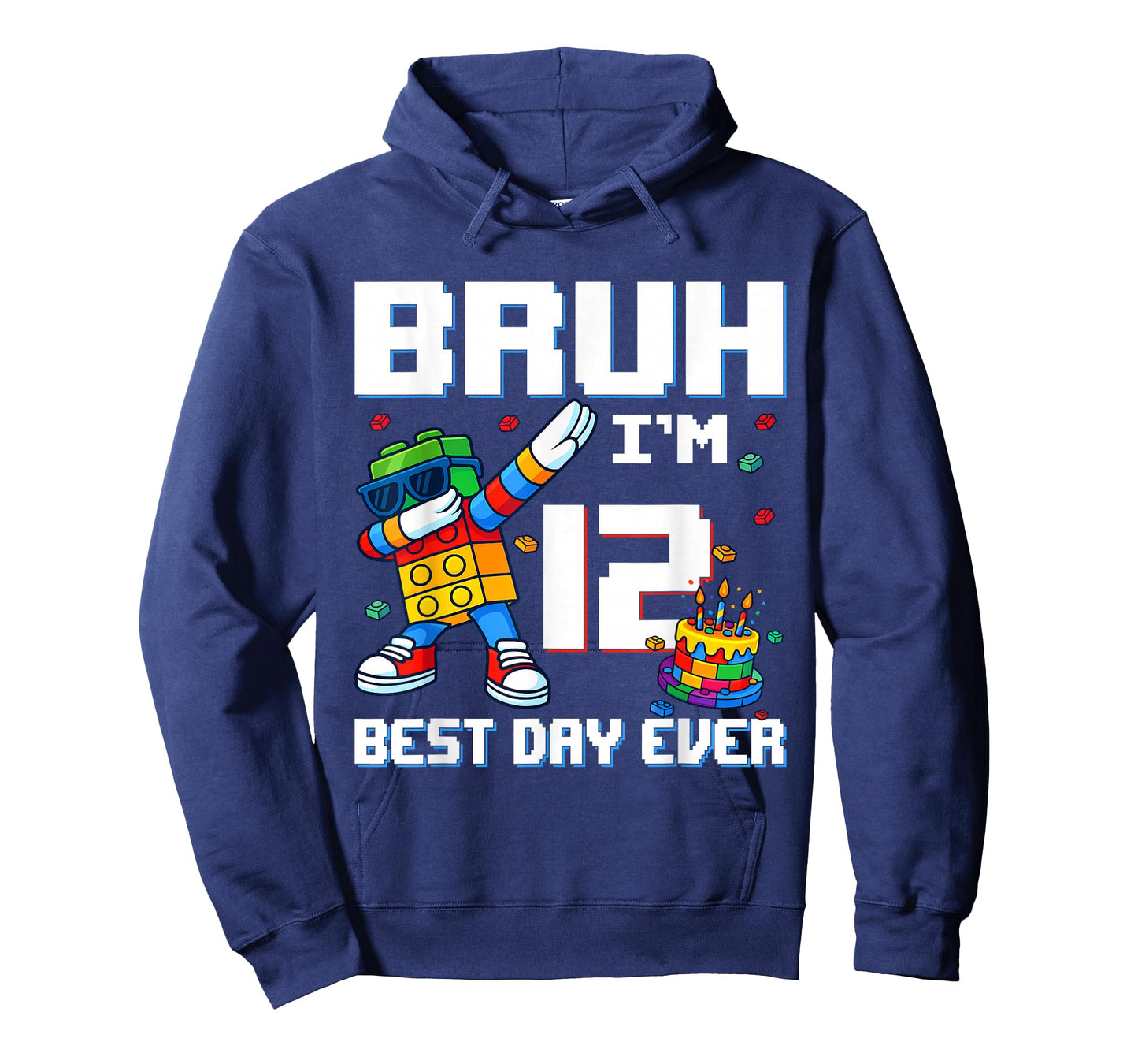 Bruh I’m 12 Colorful Block Character Birthday Kids Boys T-Shirt