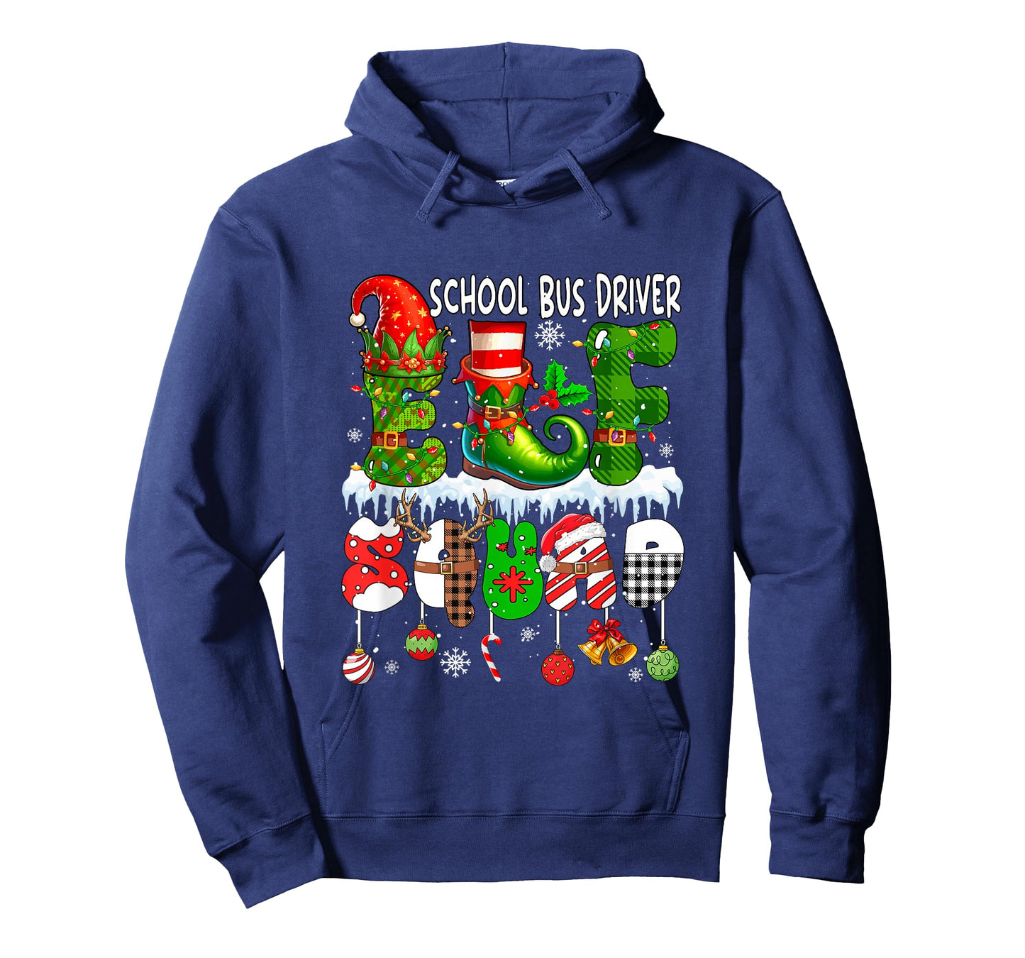 School Bus Driver Elf Squad Xmas Colorful Elf Hat Shoes T-Shirt