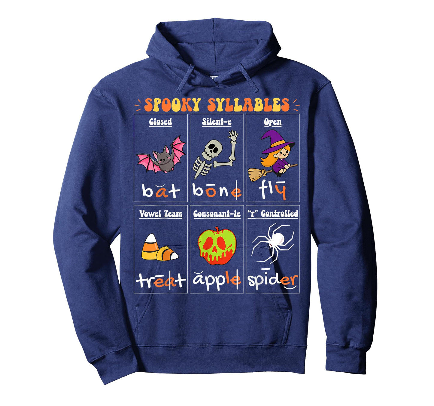 Halloween Reading Spooky Syllables Teacher Vintage T-Shirt