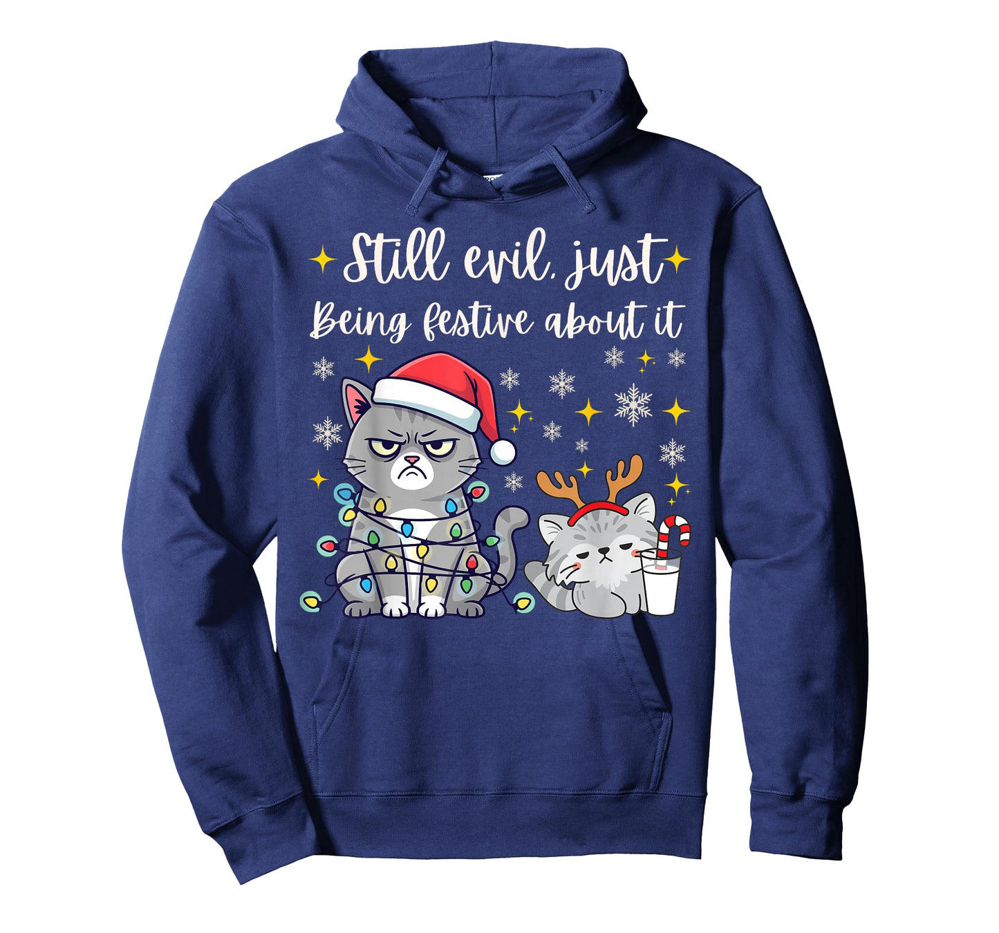 Still Evil Just Being Festive About It Funny Cat Christmas T-Shirt