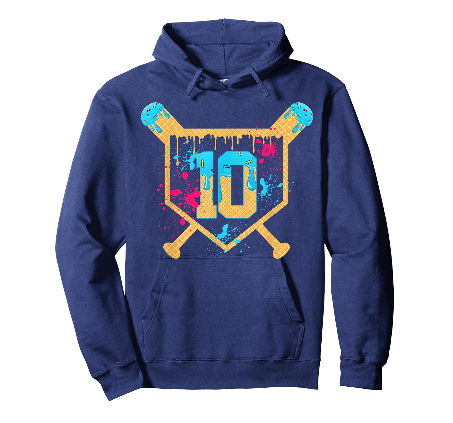 10 Years Old 10th Birthday Baseball Ice Cream Dripping Boys T-Shirt