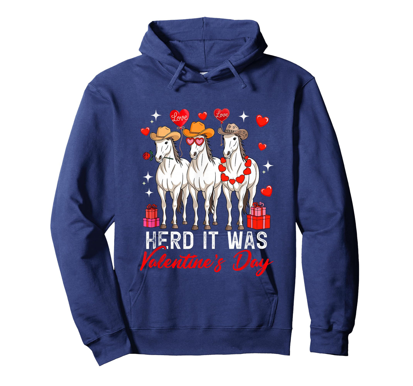 Herd It was Valentine's Day Three Cute Horses Floral Hearts T-Shirt