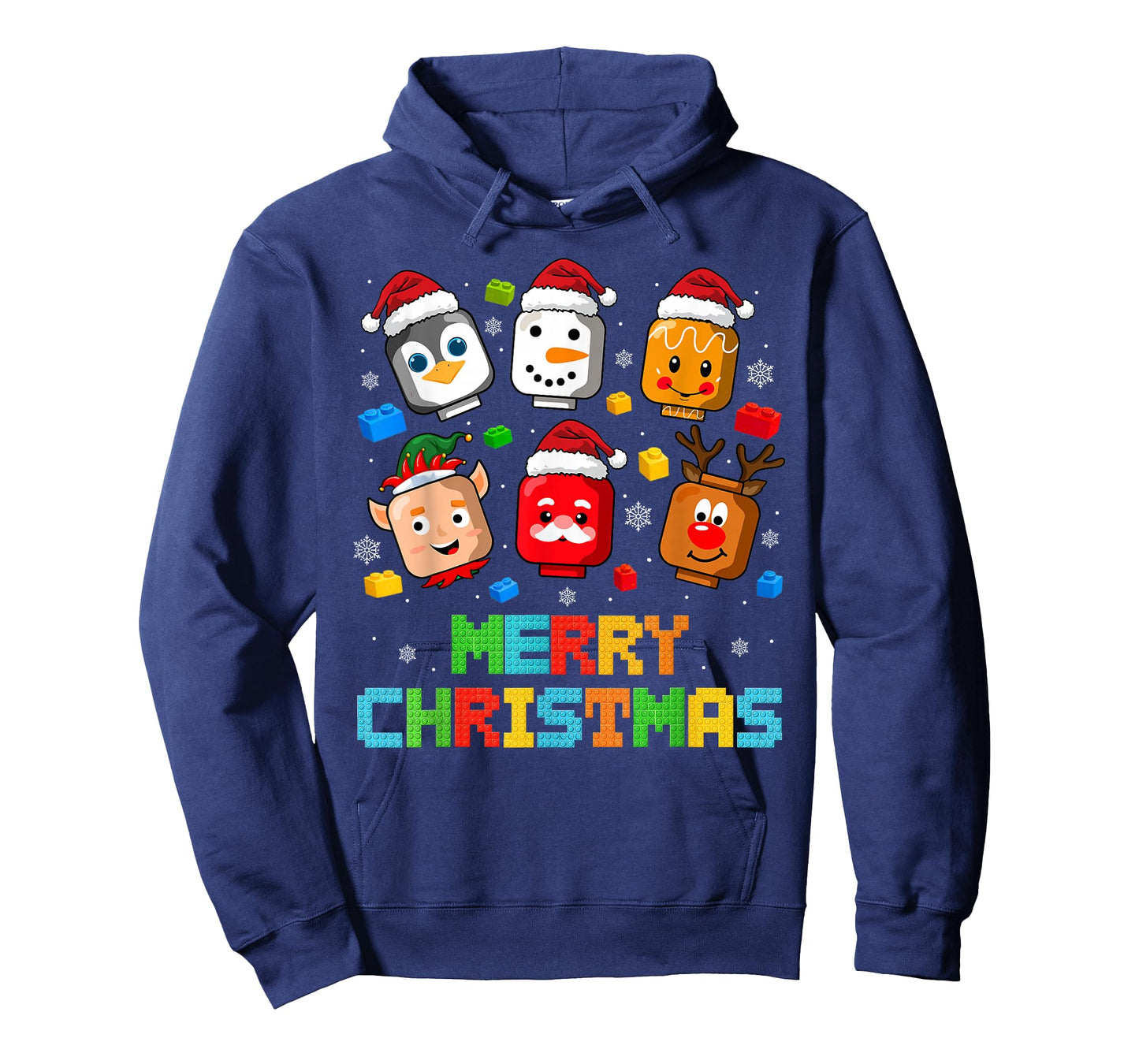 Christmas Building Bricks Santa Elf Snowman Master Builder T-Shirt