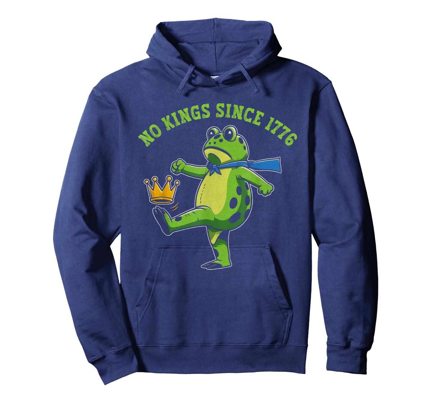 No Kings Since 1776 Portland Frog Kicking Crown Retro T-Shirt