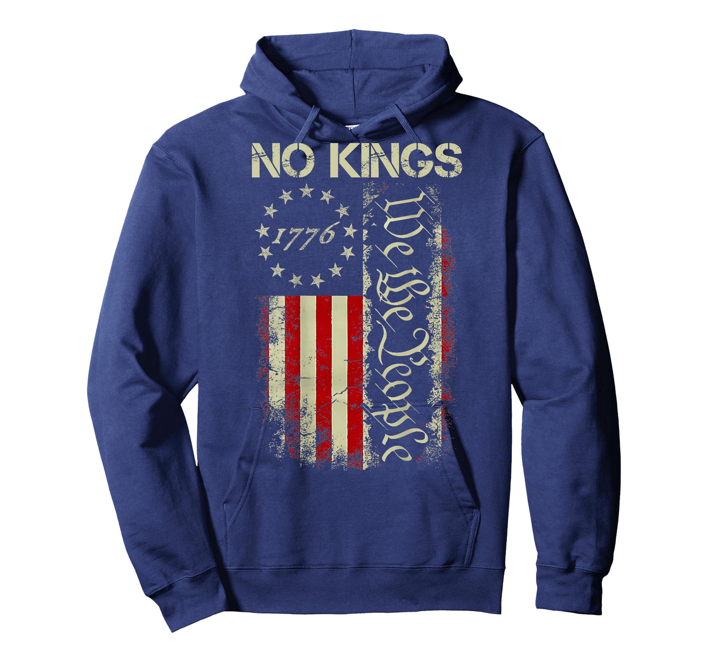 No Kings in America We The People USA Flag Patriotic ON Back T-Shirt