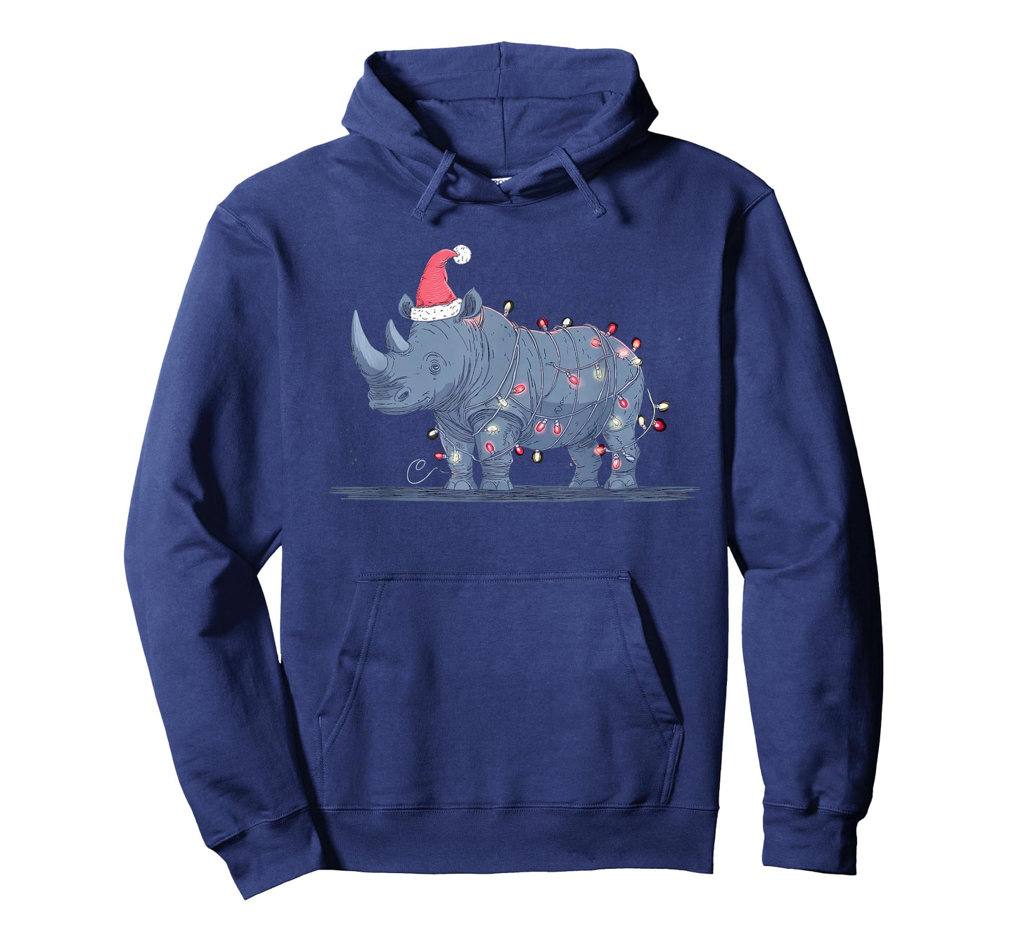 Funny Rhino Christmas Graphics Animal Lights Rhinoceros T-Shirt