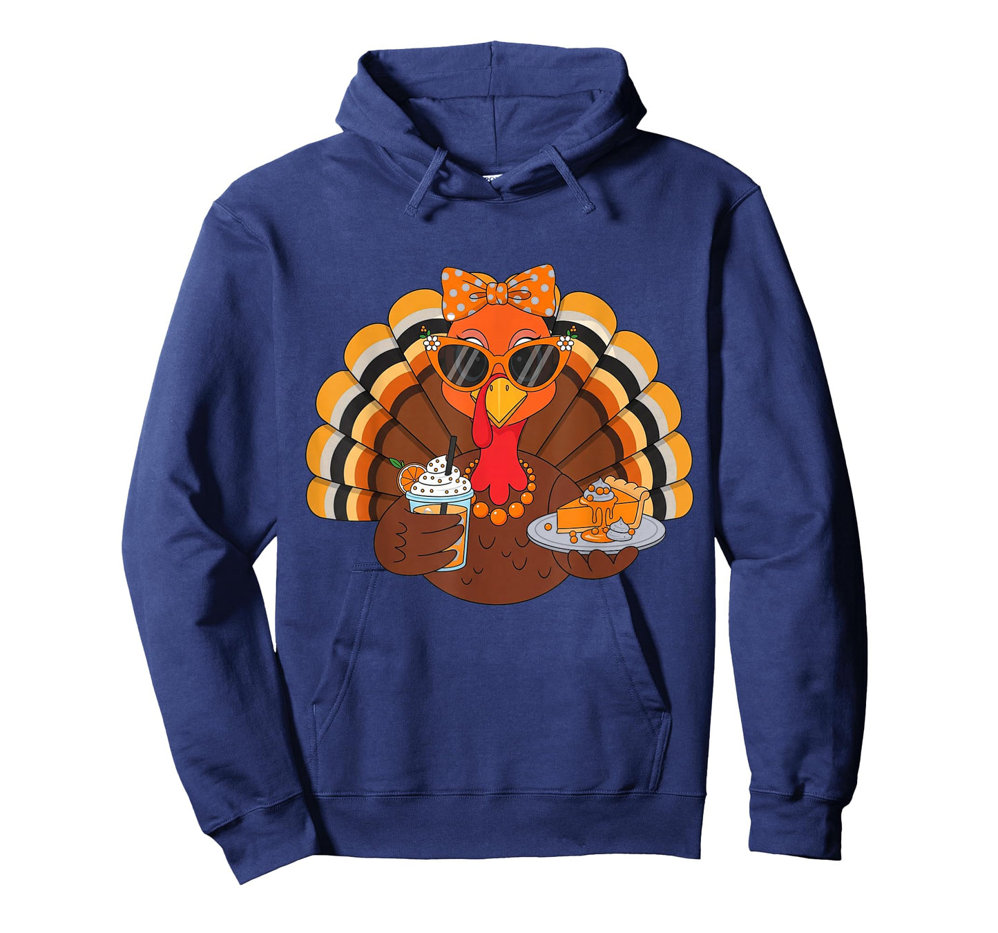 Turkey Drinking Coffee Bow Thanksgiving Womens Turkey Day T-Shirt
