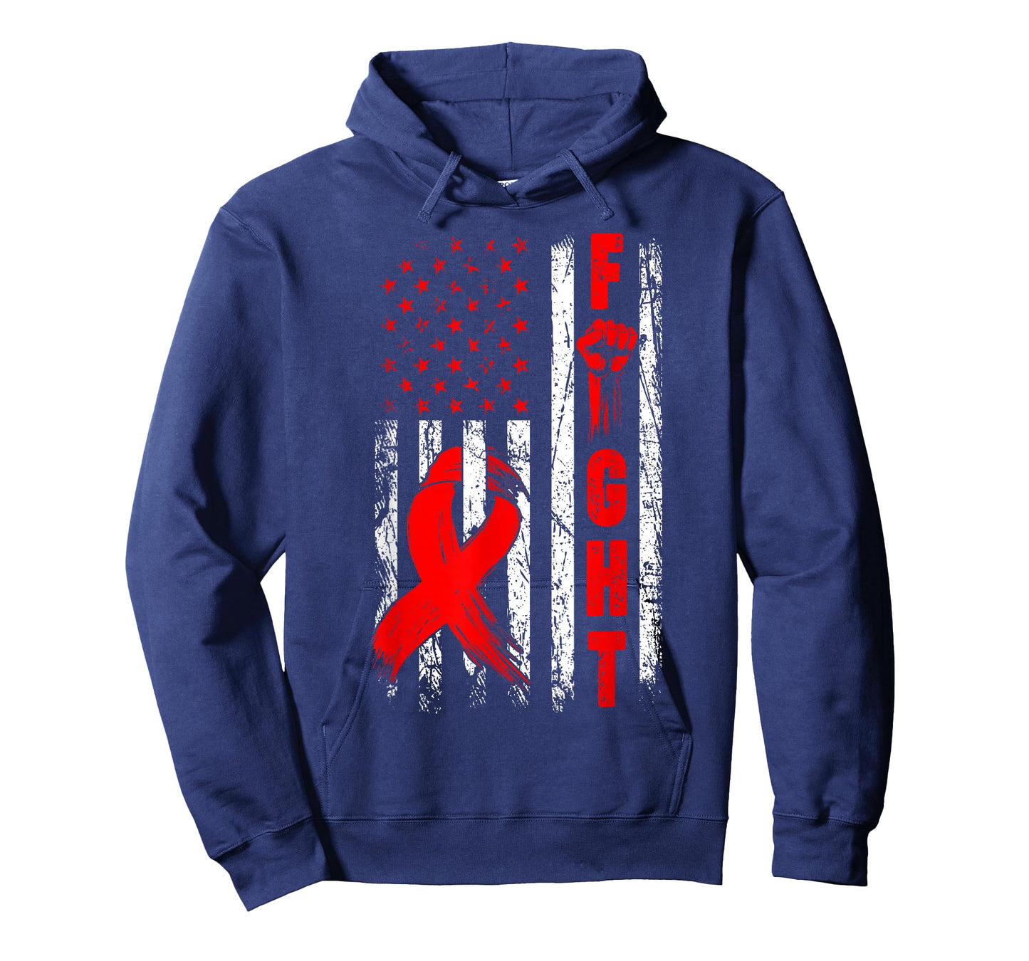 Fight Heart Disease Awareness Red Ribbon USA American Flag T-Shirt