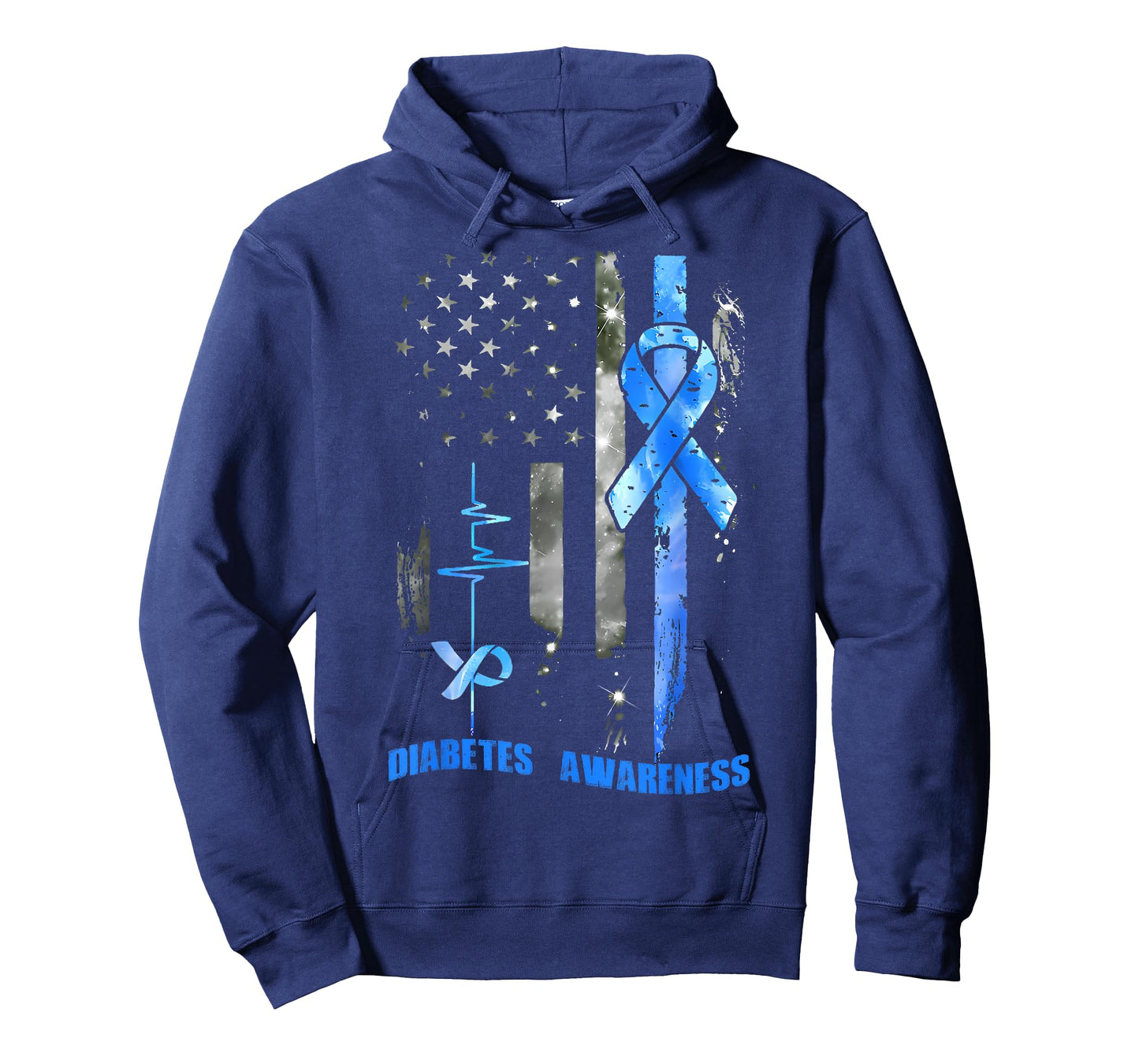 Diabetic Type 1 T1D Diabetes Awareness USA Flag Blue Women T-Shirt
