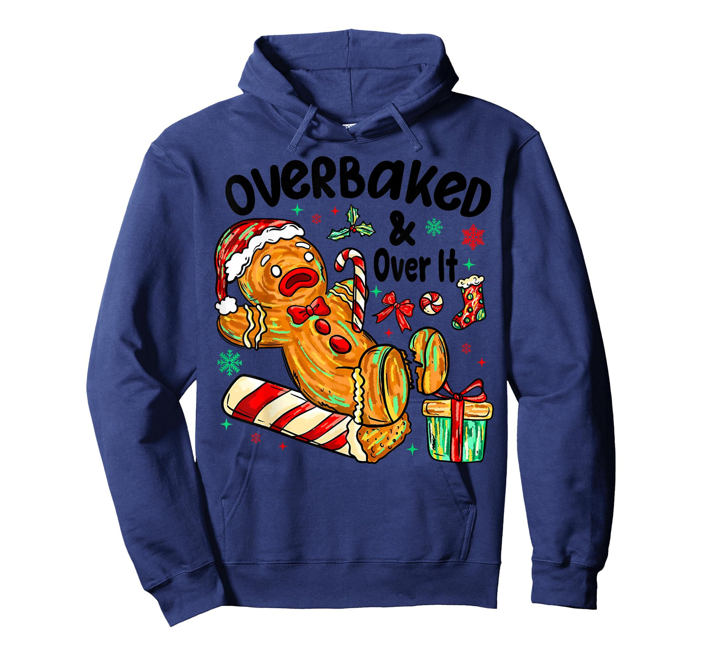 Retro Xmas Overbaked and Over It Funny Christmas Gingerbread T-Shirt