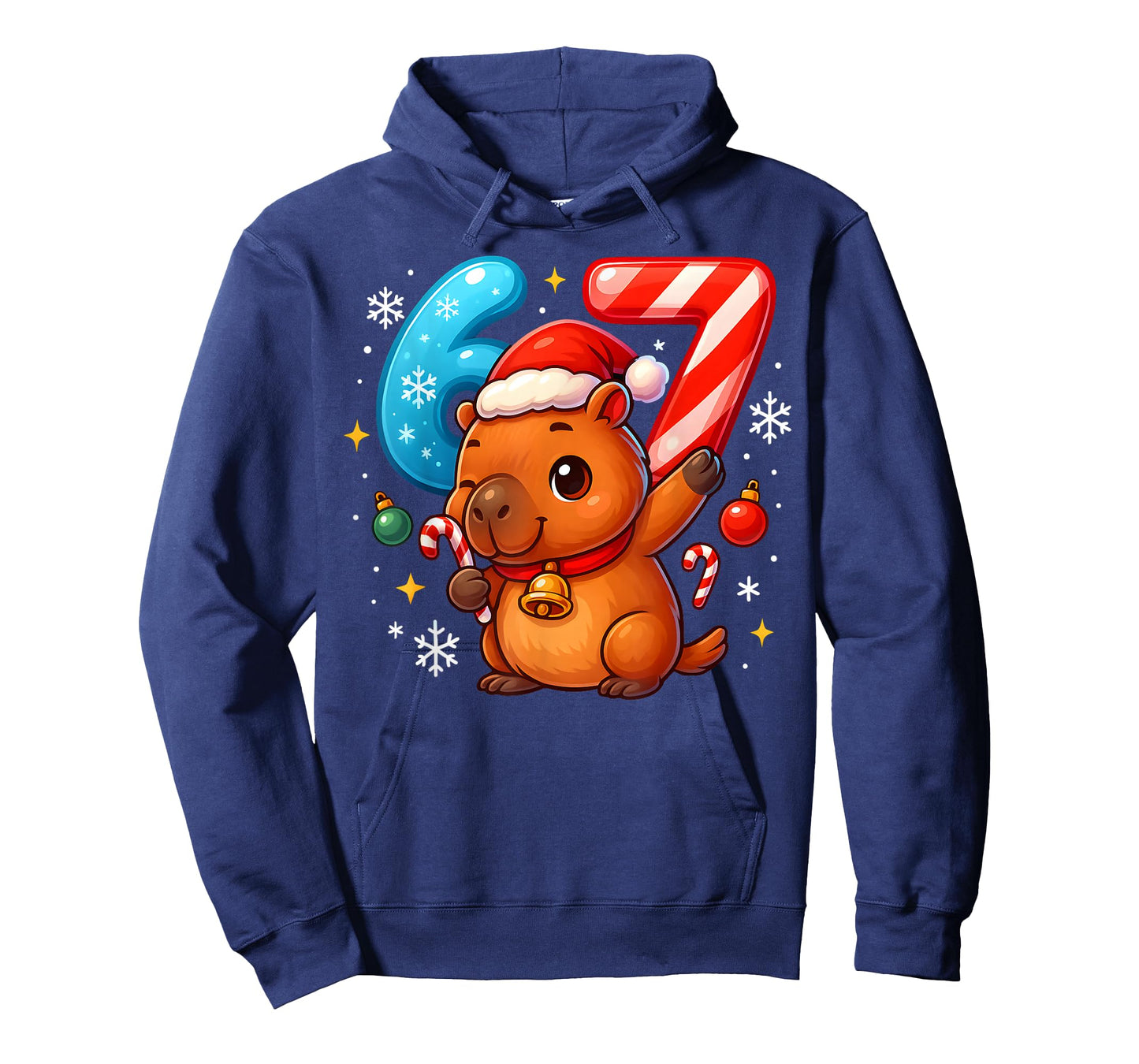 Christmas Capybara 67 Funny 6 7 Meme Girls Kids Boys Xmas T-Shirt