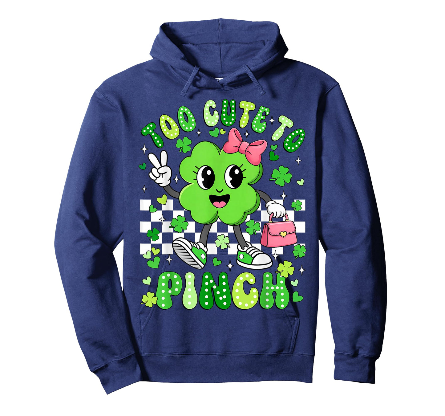 Too Cute to Pinch Groovy Shamrock St Patricks Day Girls Kids T-Shirt