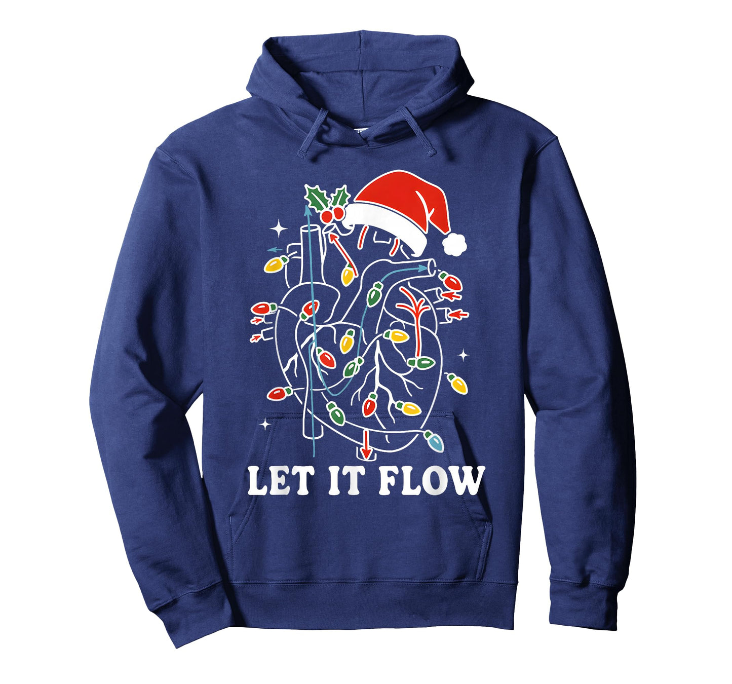 Funny Let It Flow Anatomy Heart Cardiac Nurse Santa Hat Xmas T-Shirt