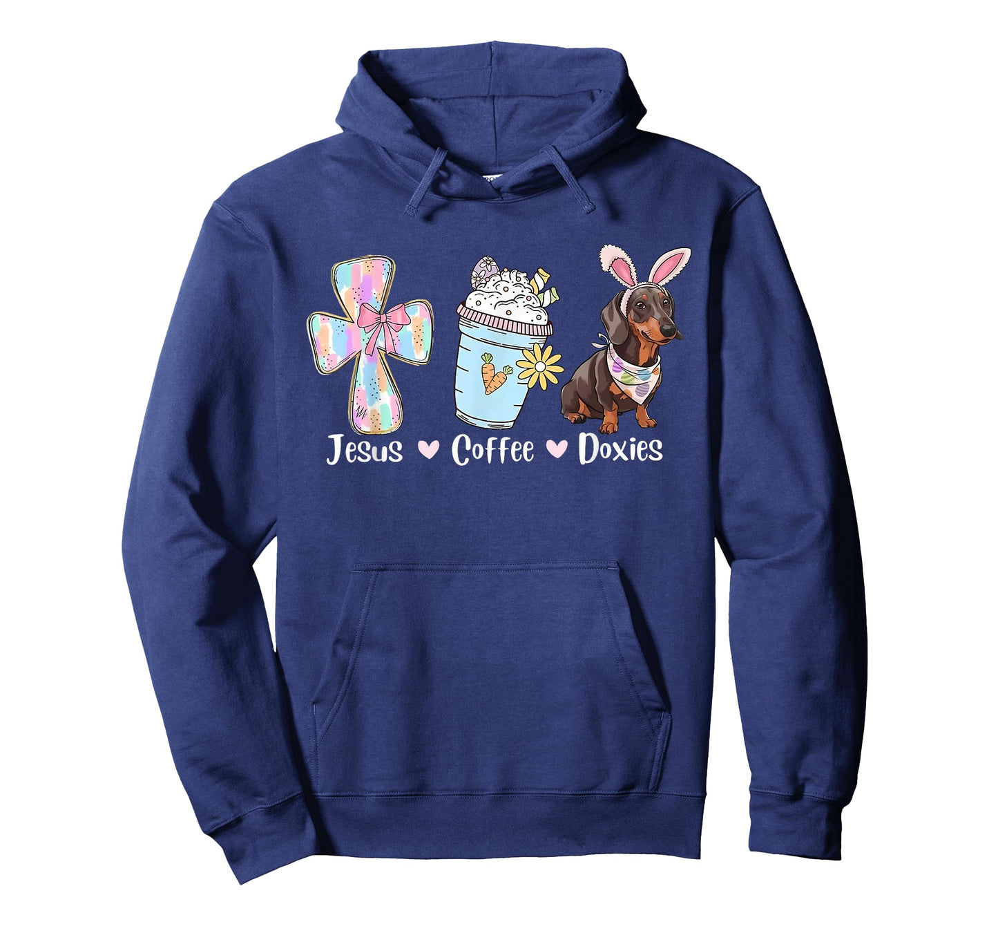 Jesus Coffee & Doxie Bunny Cute Dachshund Easter Christian T-Shirt