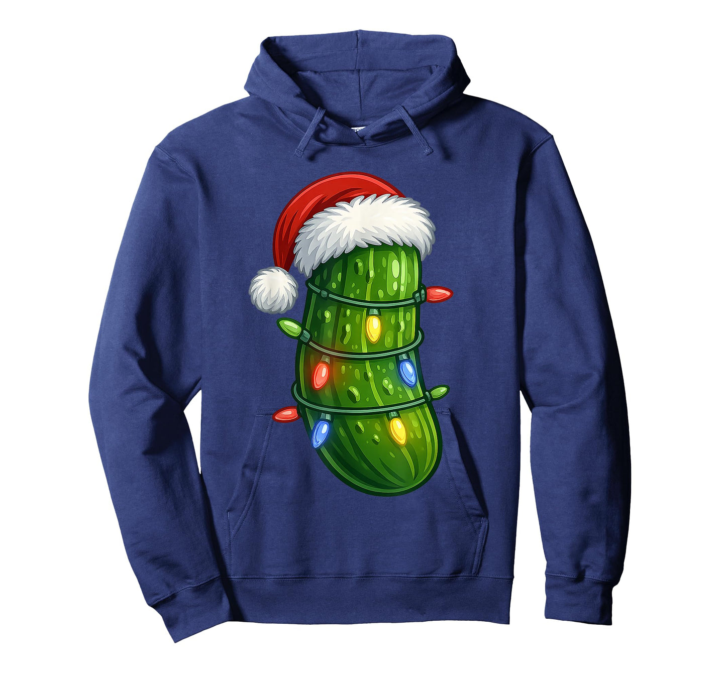 Funny Christmas Pickle Santa Hat Holiday Lights Gift Xmas T-Shirt
