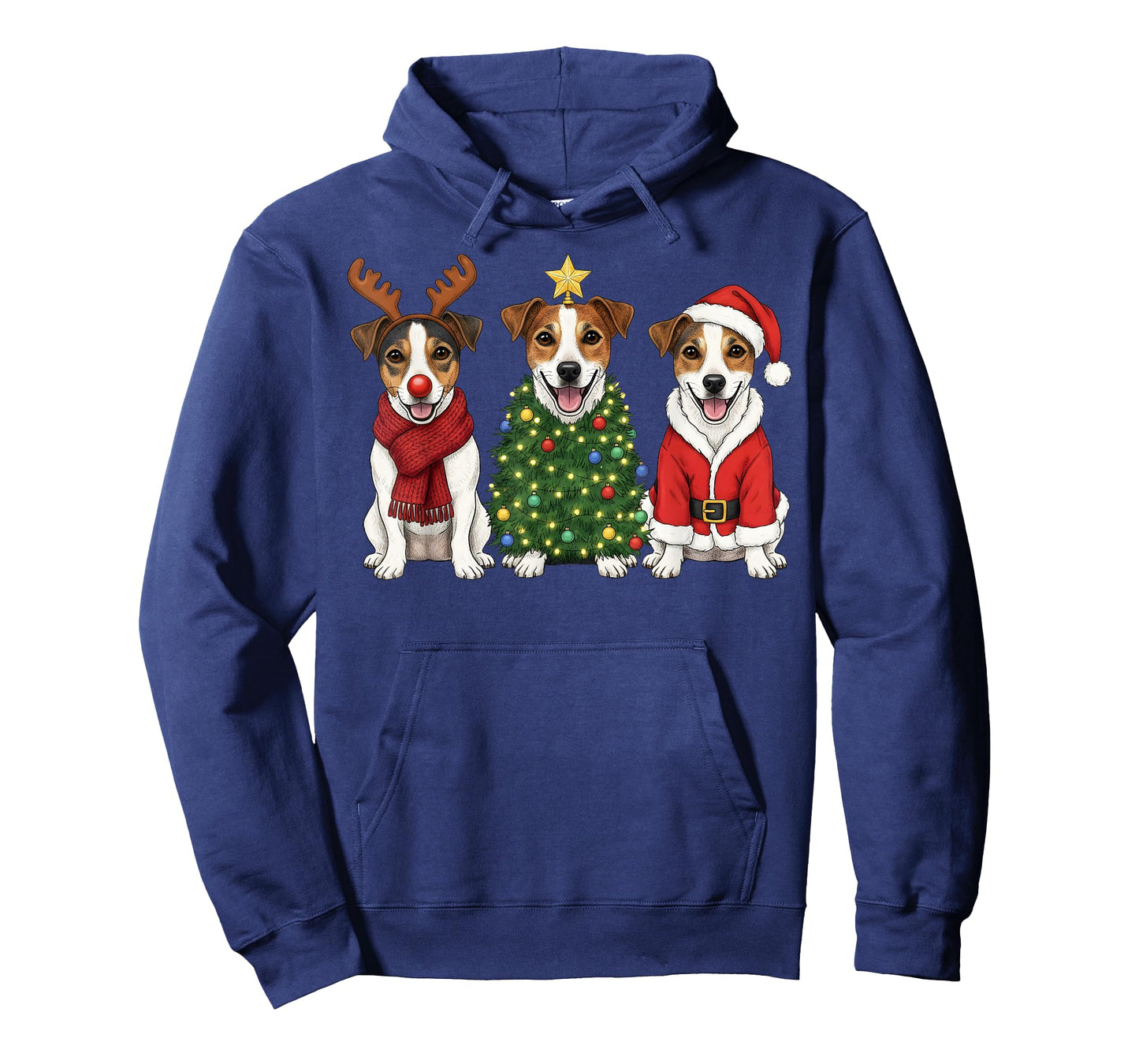 Retro Christmas Jack Russell Terrier Santa Reindeer Dog T-Shirt